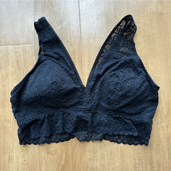 Set of 2 SO Intimates Floral Lace Padded Push Up Bralettes, White/Black, XL - Picture 2 of 11